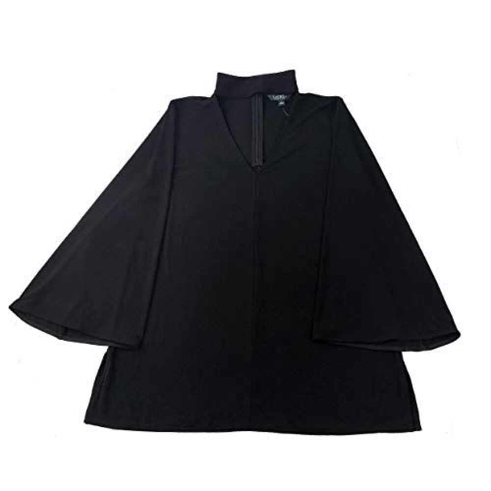 Lauren Ralph Lauren Women's Bell-Sleeve Choker Top (Black, Large)